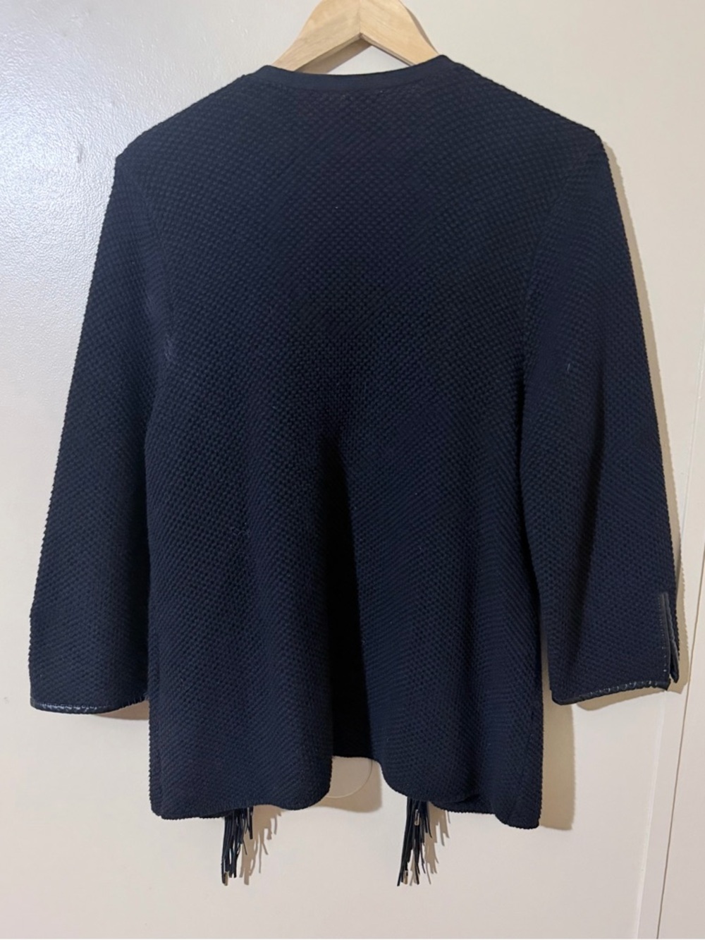 Chico's Black V-Neck Fringe Knit Sweater - Picture 6 of 10